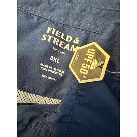 Field & Stream Men’s Size 3 XL Latitude LS Navy UPF 50+ $40 Button Up NWT Fishin - Picture 7 of 11